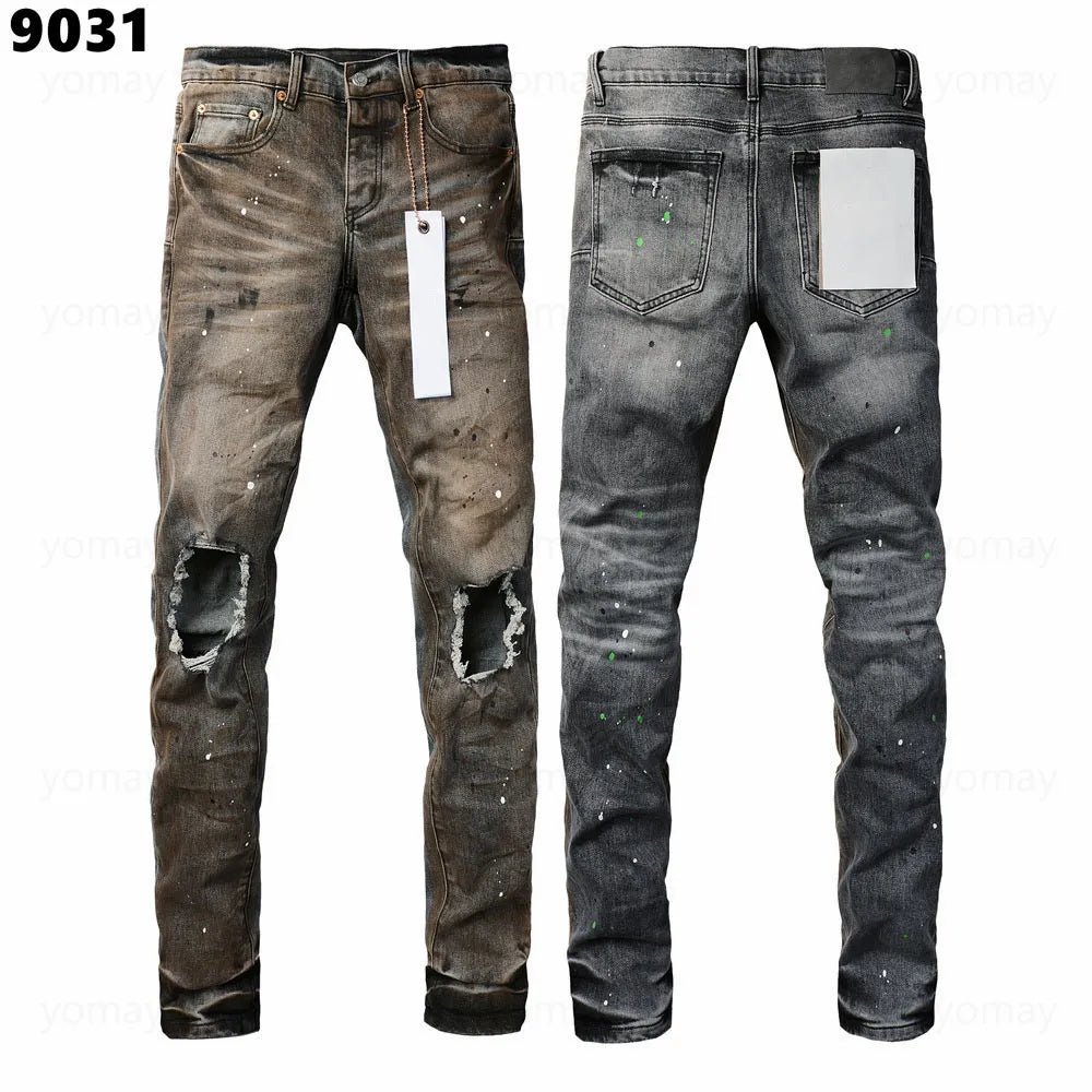 Designer Jeans Denim Mens Ripped Motorcycle Trousers Designers Denims Fashion Slim Fit Jeans Men Man Black High-End Quality Rock Hip Hop Pants