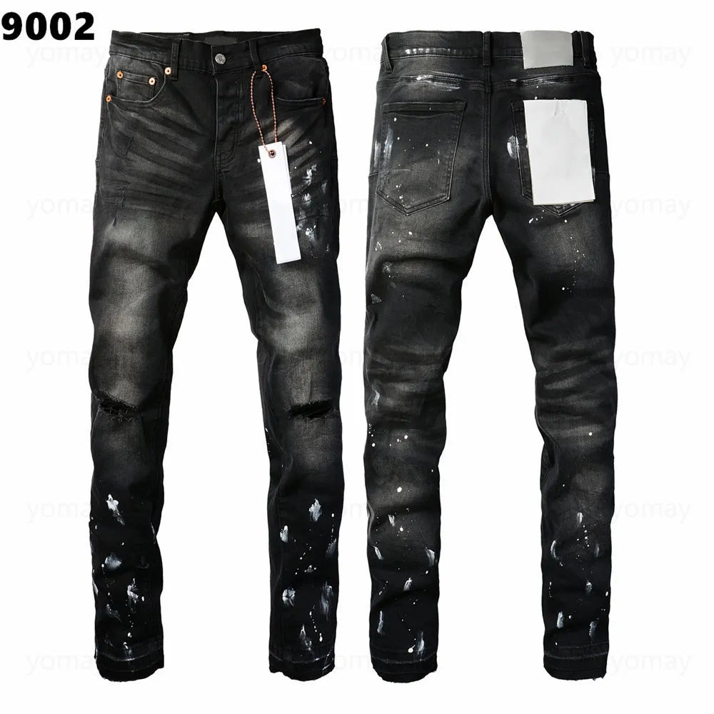 Designer Jeans Denim Mens Ripped Motorcycle Trousers Designers Denims Fashion Slim Fit Jeans Men Man Black High-End Quality Rock Hip Hop Pants