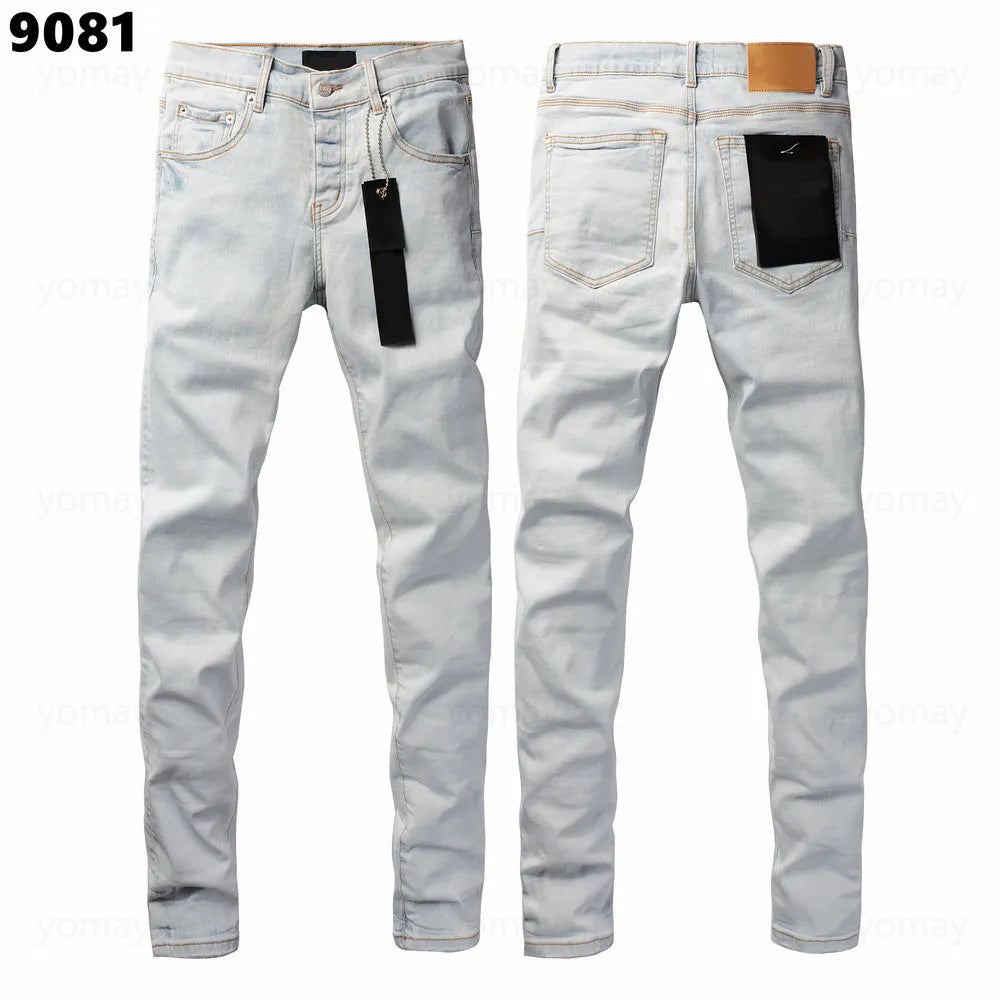 Designer Jeans Denim Mens Ripped Motorcycle Trousers Designers Denims Fashion Slim Fit Jeans Men Man Black High-End Quality Rock Hip Hop Pants