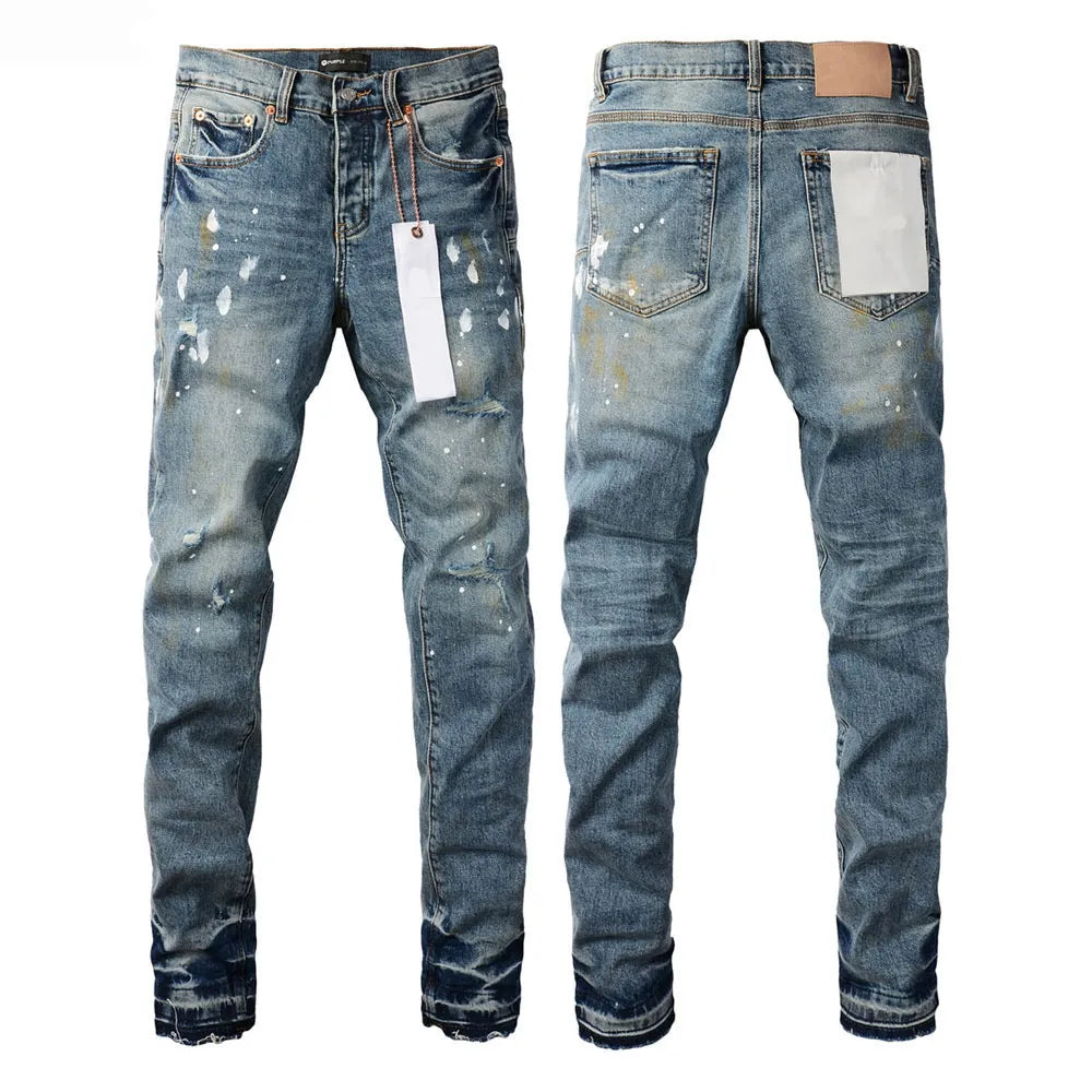 Designer Jeans Denim Mens Ripped Motorcycle Trousers Designers Denims Fashion Slim Fit Jeans Men Man Black High-End Quality Rock Hip Hop Pants