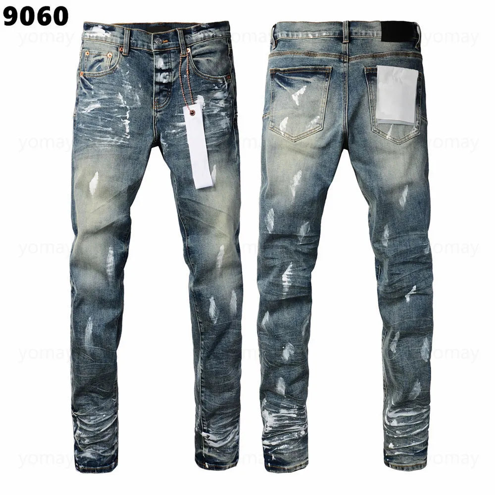 Designer Jeans Denim Mens Ripped Motorcycle Trousers Designers Denims Fashion Slim Fit Jeans Men Man Black High-End Quality Rock Hip Hop Pants