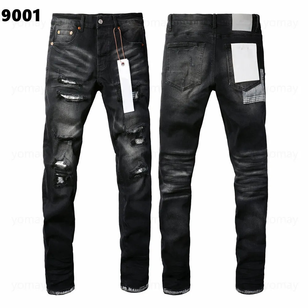 Designer Jeans Denim Mens Ripped Motorcycle Trousers Designers Denims Fashion Slim Fit Jeans Men Man Black High-End Quality Rock Hip Hop Pants