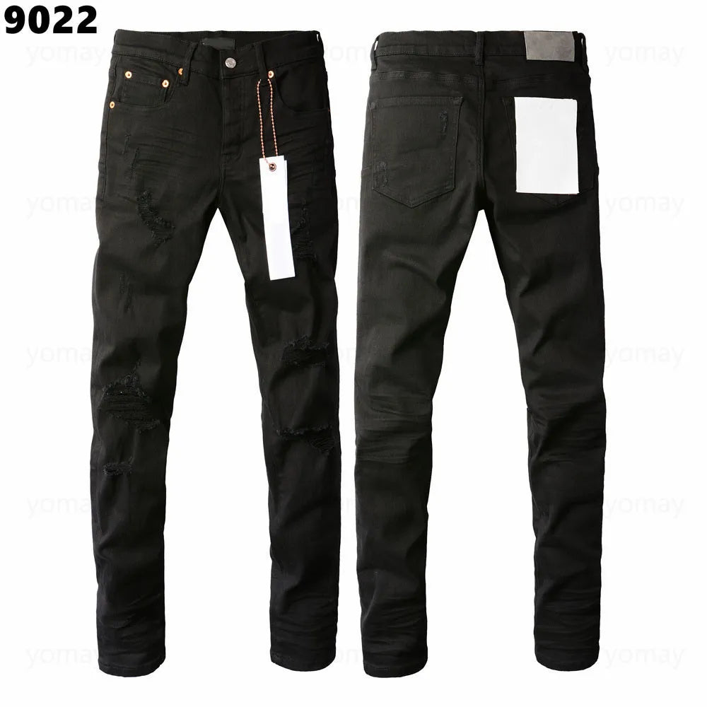 Designer Jeans Denim Mens Ripped Motorcycle Trousers Designers Denims Fashion Slim Fit Jeans Men Man Black High-End Quality Rock Hip Hop Pants