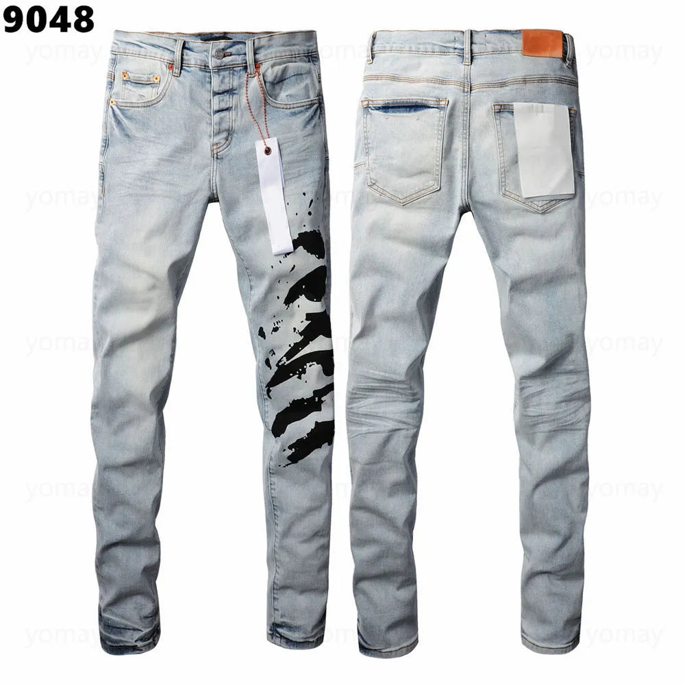 Designer Jeans Denim Mens Ripped Motorcycle Trousers Designers Denims Fashion Slim Fit Jeans Men Man Black High-End Quality Rock Hip Hop Pants