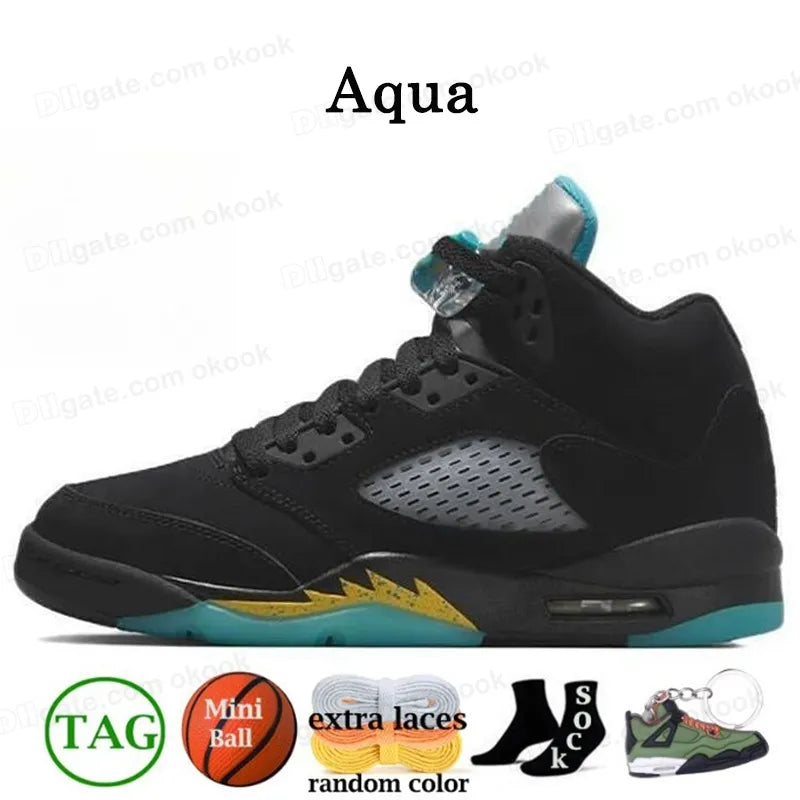 With Box Jump Man 5 Mens Basketball Shoes 5S Black Cat Olive Navy Georgetown Aqua UNC Lucky Green Concord Racer Blue Raging Bull Fire Red Suede Sail Burgundy Trainer