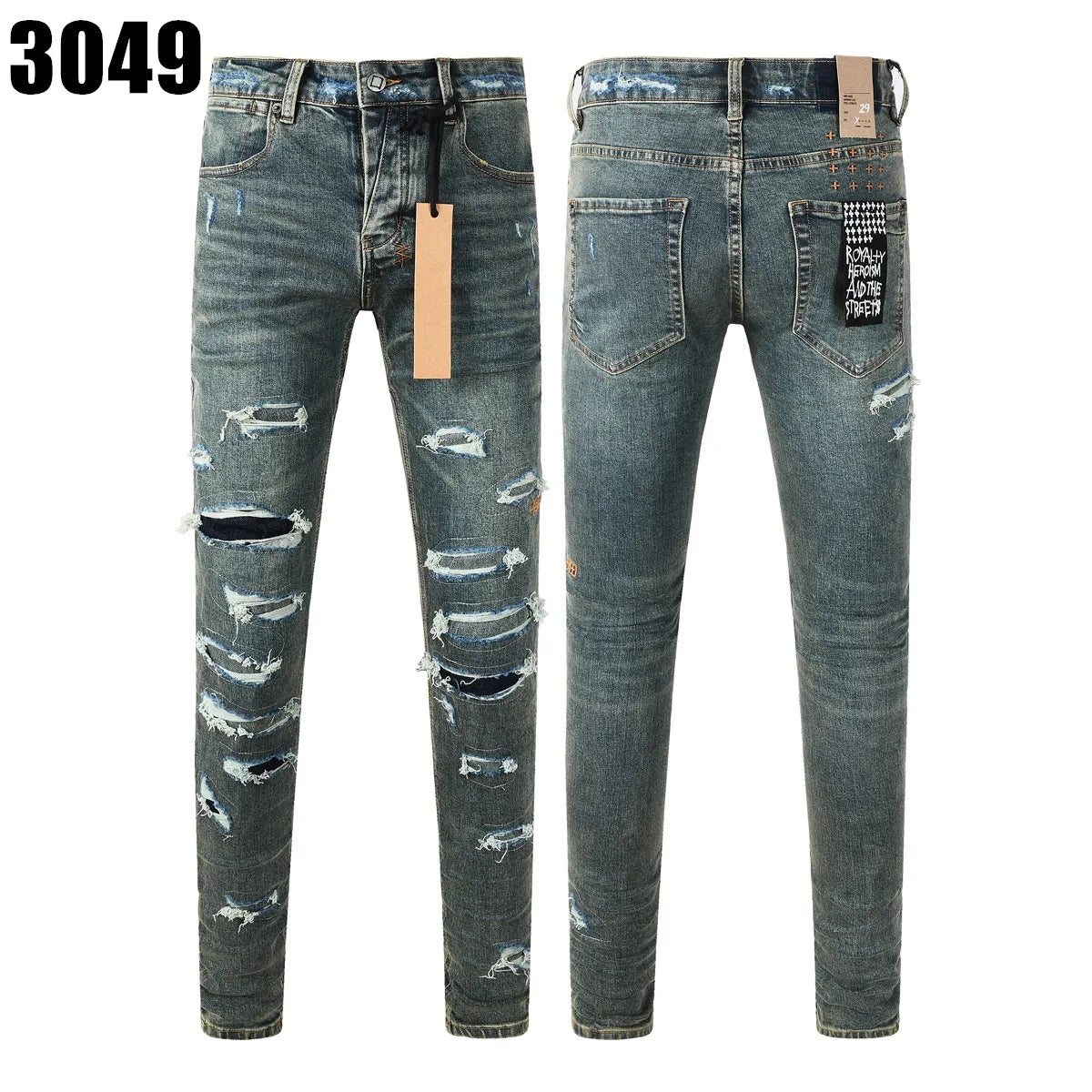 Designer Jeans Denim Mens Ripped Motorcycle Trousers Designers Denims Fashion Slim Fit Jeans Men Man Black High-End Quality Rock Hip Hop Pants