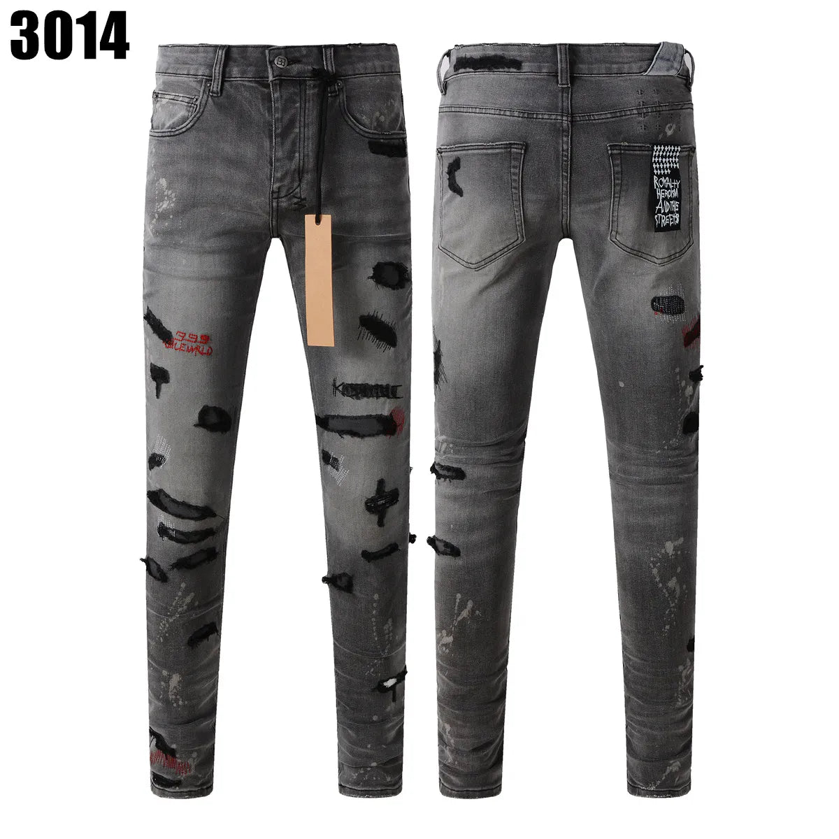 Designer Jeans Denim Mens Ripped Motorcycle Trousers Designers Denims Fashion Slim Fit Jeans Men Man Black High-End Quality Rock Hip Hop Pants