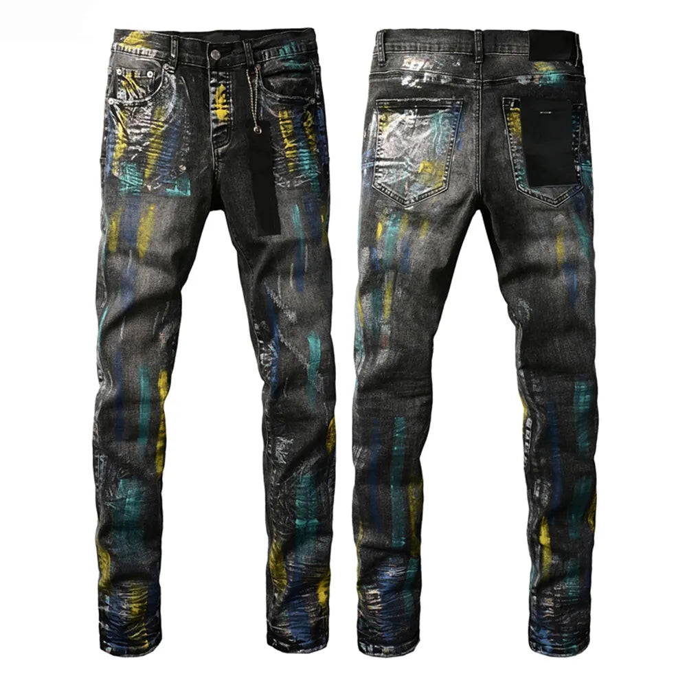 Designer Jeans Denim Mens Ripped Motorcycle Trousers Designers Denims Fashion Slim Fit Jeans Men Man Black High-End Quality Rock Hip Hop Pants