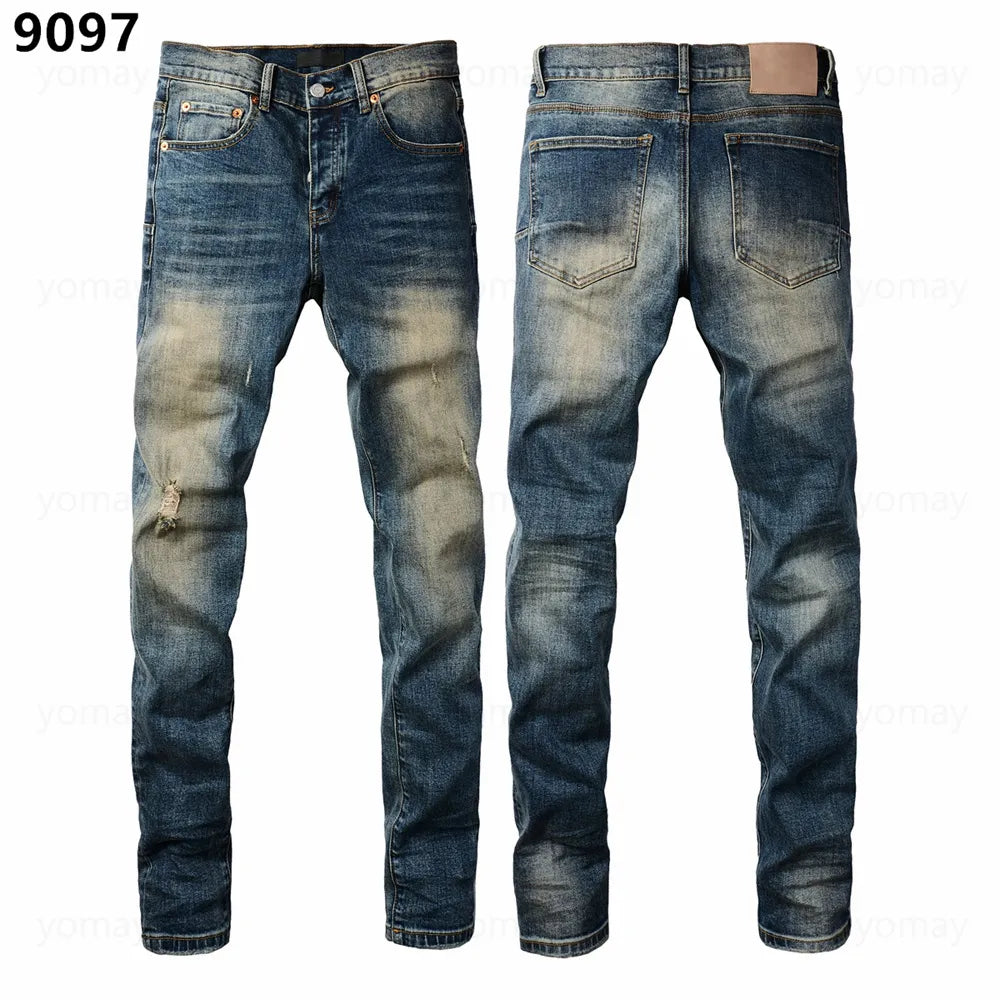 Designer Jeans Denim Mens Ripped Motorcycle Trousers Designers Denims Fashion Slim Fit Jeans Men Man Black High-End Quality Rock Hip Hop Pants