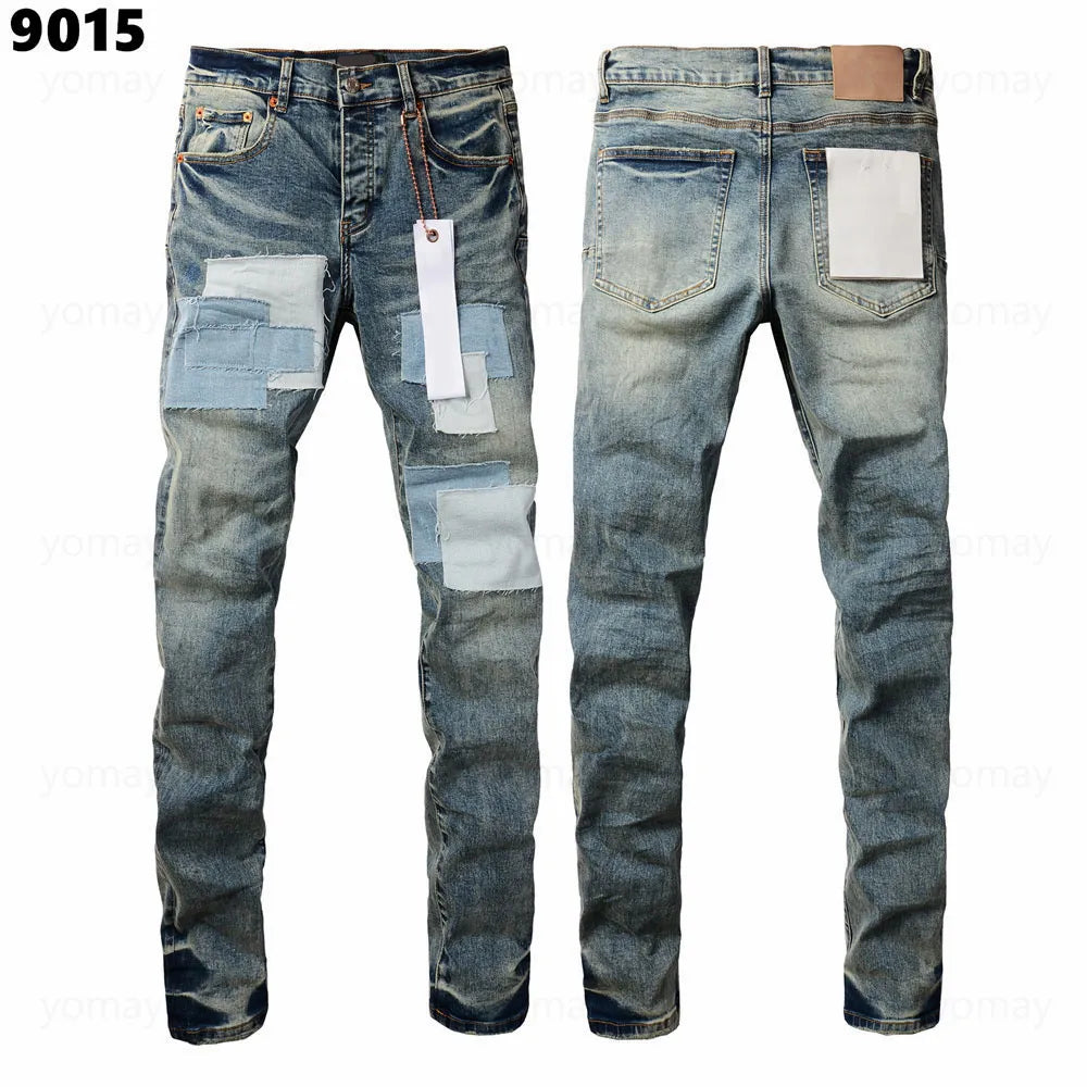 Designer Jeans Denim Mens Ripped Motorcycle Trousers Designers Denims Fashion Slim Fit Jeans Men Man Black High-End Quality Rock Hip Hop Pants