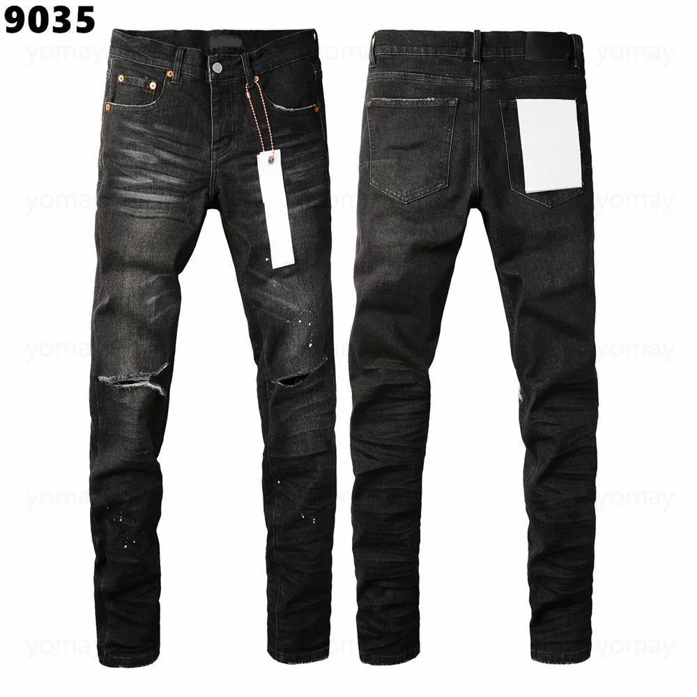 Designer Jeans Denim Mens Ripped Motorcycle Trousers Designers Denims Fashion Slim Fit Jeans Men Man Black High-End Quality Rock Hip Hop Pants