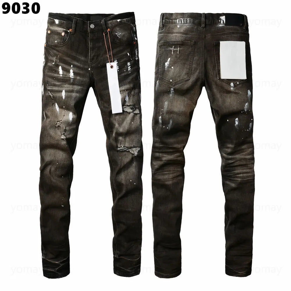 Designer Jeans Denim Mens Ripped Motorcycle Trousers Designers Denims Fashion Slim Fit Jeans Men Man Black High-End Quality Rock Hip Hop Pants