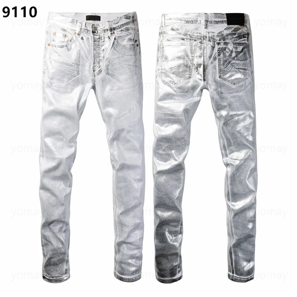 Designer Jeans Denim Mens Ripped Motorcycle Trousers Designers Denims Fashion Slim Fit Jeans Men Man Black High-End Quality Rock Hip Hop Pants
