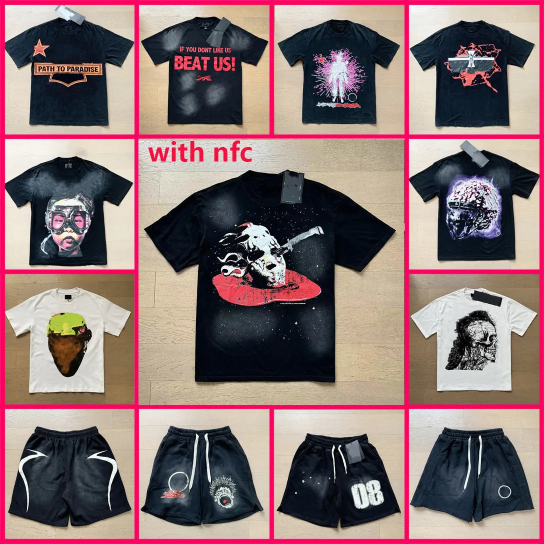 Mens Designer T Shirt NFC Graphic Tees Sport Shorts Hip Hop Short Sets Tracksuit Unisex Tops High Street Retro Women T-Shirts Eur Size S-Xl