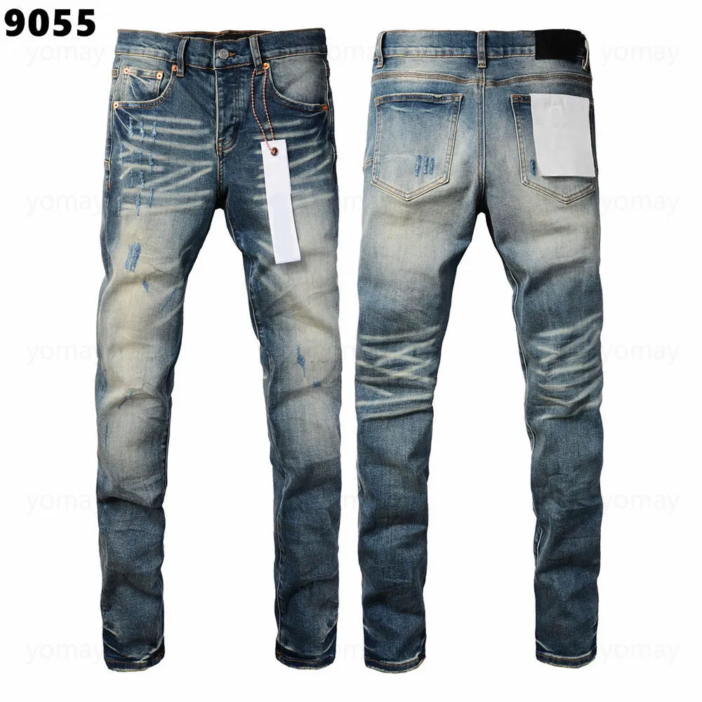 Designer Jeans Denim Mens Ripped Motorcycle Trousers Designers Denims Fashion Slim Fit Jeans Men Man Black High-End Quality Rock Hip Hop Pants