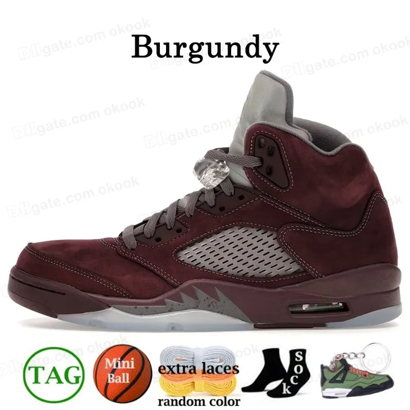 With Box Jump Man 5 Mens Basketball Shoes 5S Black Cat Olive Navy Georgetown Aqua UNC Lucky Green Concord Racer Blue Raging Bull Fire Red Suede Sail Burgundy Trainer
