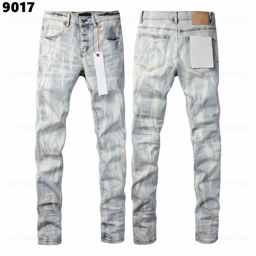Designer Jeans Denim Mens Ripped Motorcycle Trousers Designers Denims Fashion Slim Fit Jeans Men Man Black High-End Quality Rock Hip Hop Pants