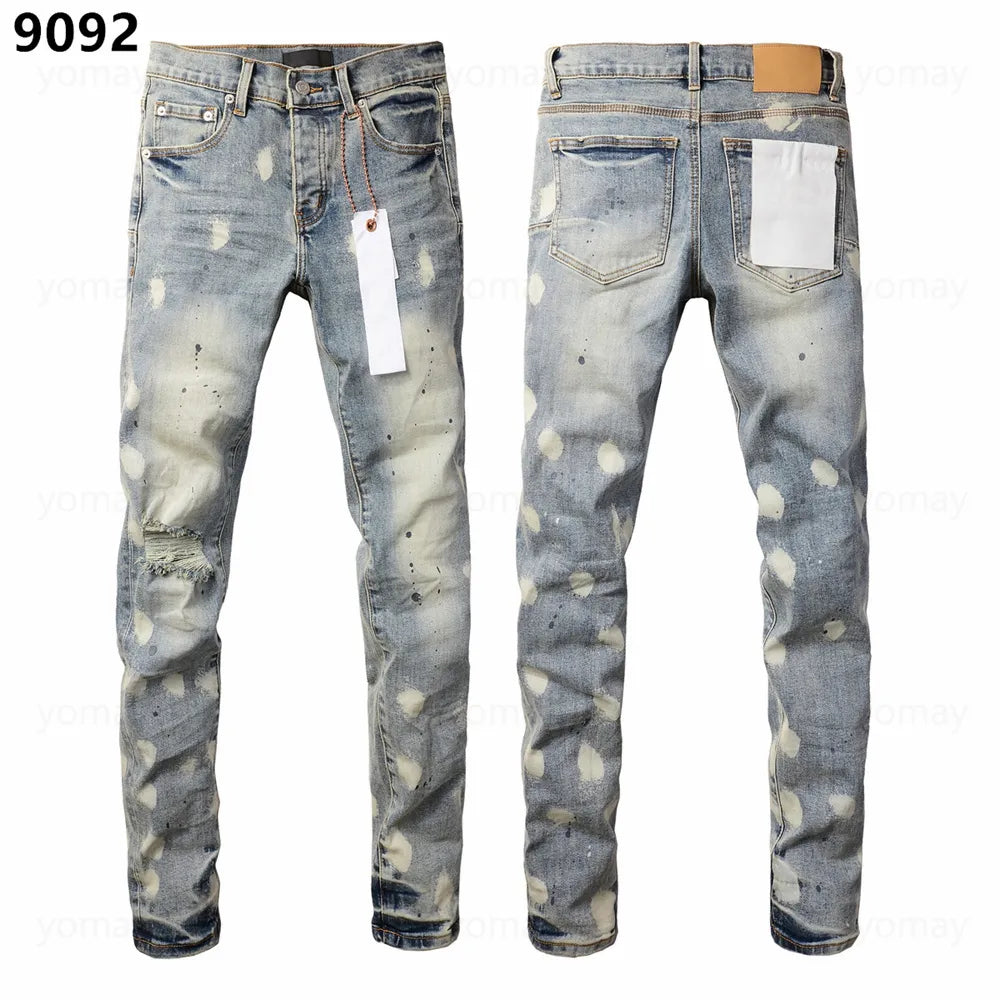 Designer Jeans Denim Mens Ripped Motorcycle Trousers Designers Denims Fashion Slim Fit Jeans Men Man Black High-End Quality Rock Hip Hop Pants