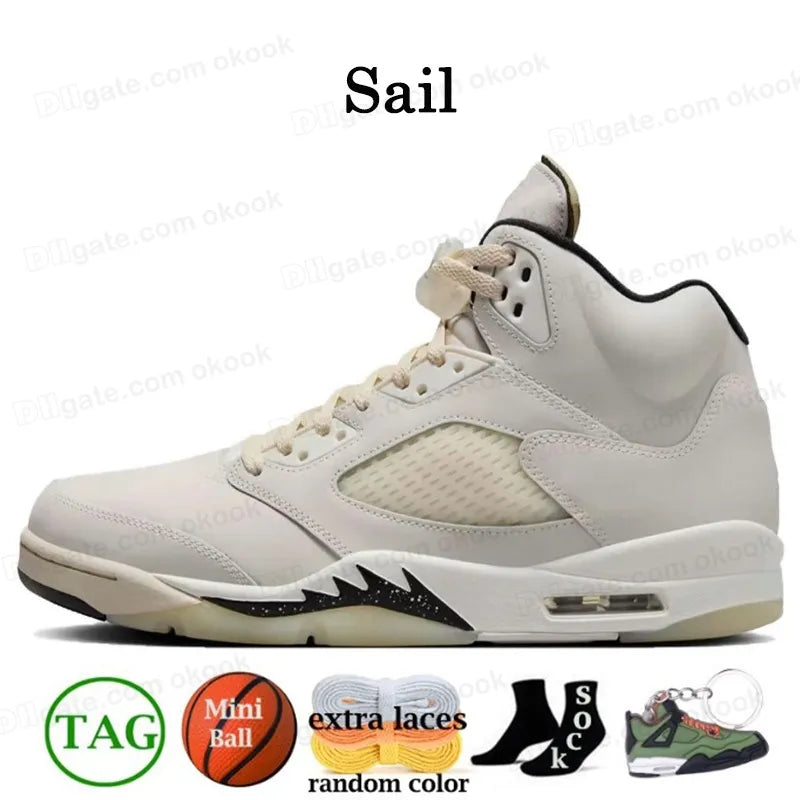 With Box Jump Man 5 Mens Basketball Shoes 5S Black Cat Olive Navy Georgetown Aqua UNC Lucky Green Concord Racer Blue Raging Bull Fire Red Suede Sail Burgundy Trainer