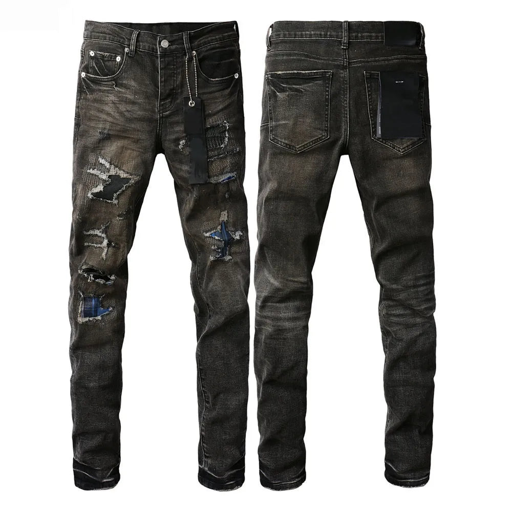 Designer Jeans Denim Mens Ripped Motorcycle Trousers Designers Denims Fashion Slim Fit Jeans Men Man Black High-End Quality Rock Hip Hop Pants