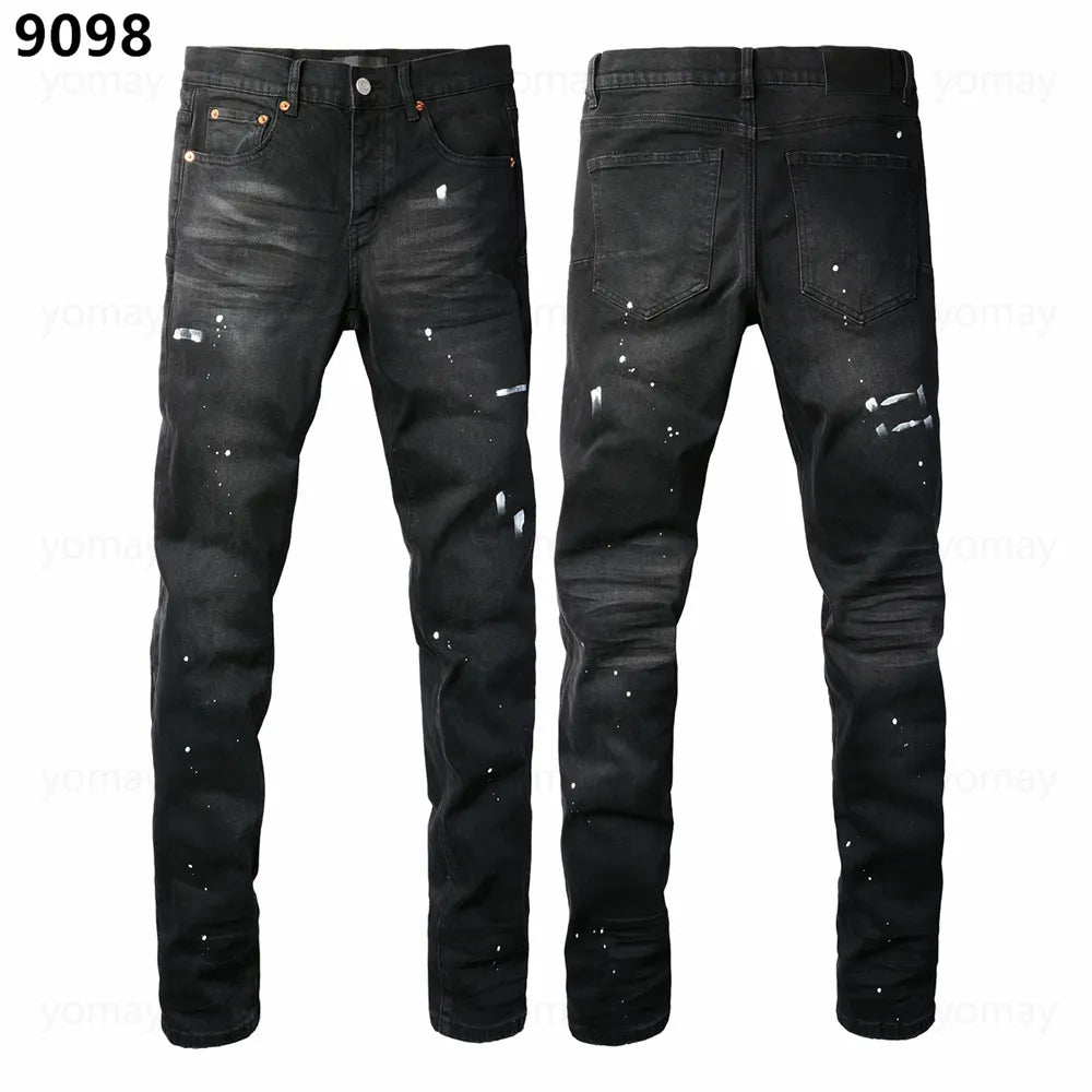 Designer Jeans Denim Mens Ripped Motorcycle Trousers Designers Denims Fashion Slim Fit Jeans Men Man Black High-End Quality Rock Hip Hop Pants