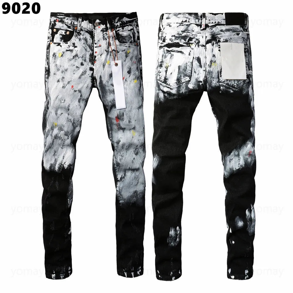 Designer Jeans Denim Mens Ripped Motorcycle Trousers Designers Denims Fashion Slim Fit Jeans Men Man Black High-End Quality Rock Hip Hop Pants
