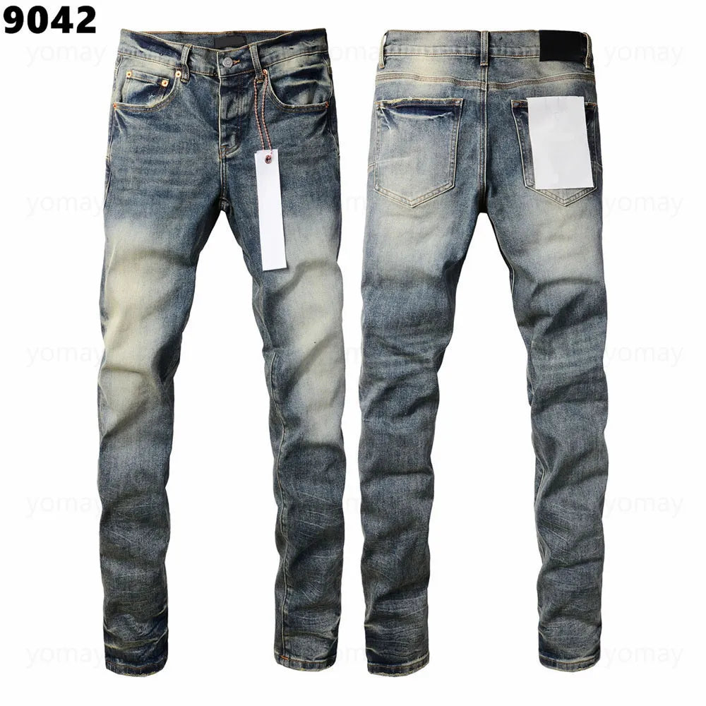 Designer Jeans Denim Mens Ripped Motorcycle Trousers Designers Denims Fashion Slim Fit Jeans Men Man Black High-End Quality Rock Hip Hop Pants