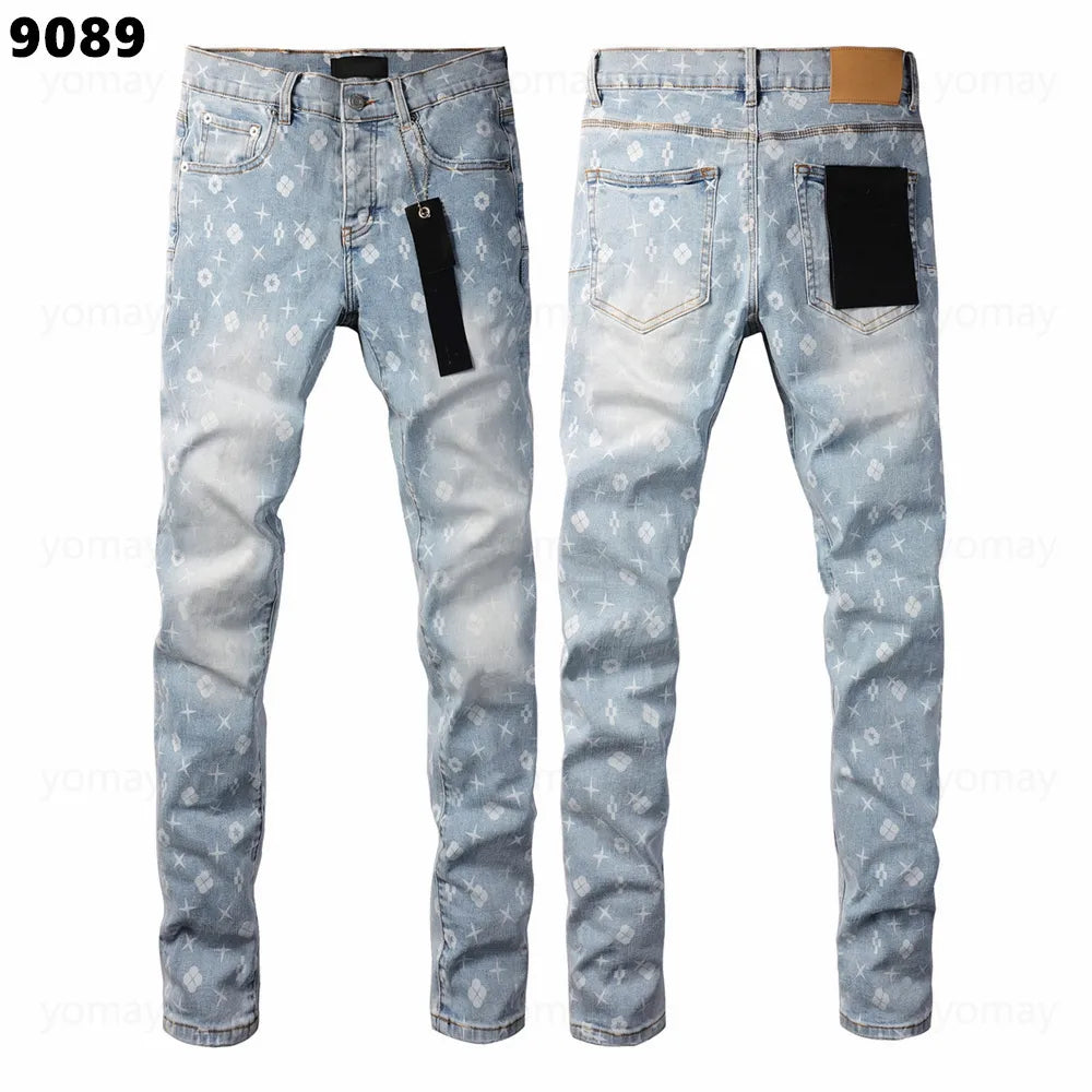 Designer Jeans Denim Mens Ripped Motorcycle Trousers Designers Denims Fashion Slim Fit Jeans Men Man Black High-End Quality Rock Hip Hop Pants