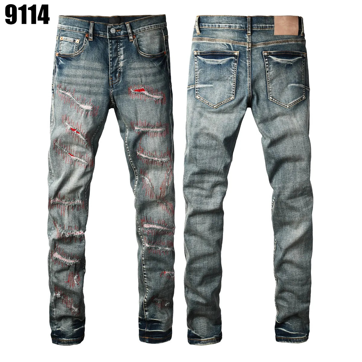 Designer Jeans Denim Mens Ripped Motorcycle Trousers Designers Denims Fashion Slim Fit Jeans Men Man Black High-End Quality Rock Hip Hop Pants