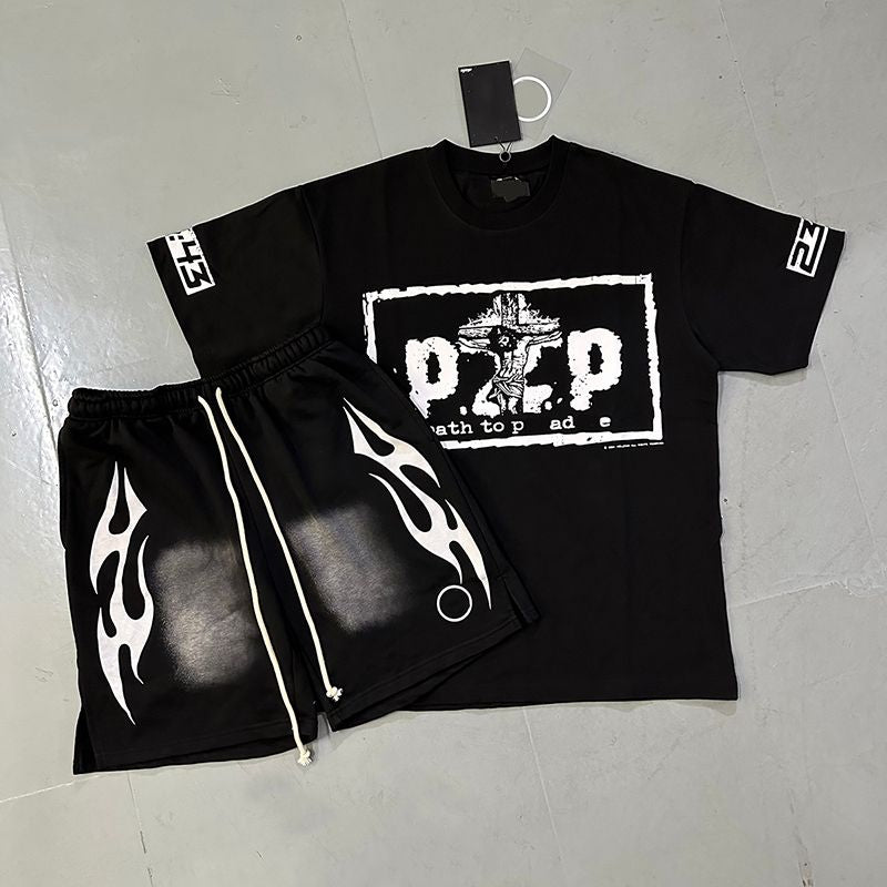 Mens Designer T Shirt NFC Graphic Tees Sport Shorts Hip Hop Short Sets Tracksuit Unisex Tops High Street Retro Women T-Shirts Eur Size S-Xl