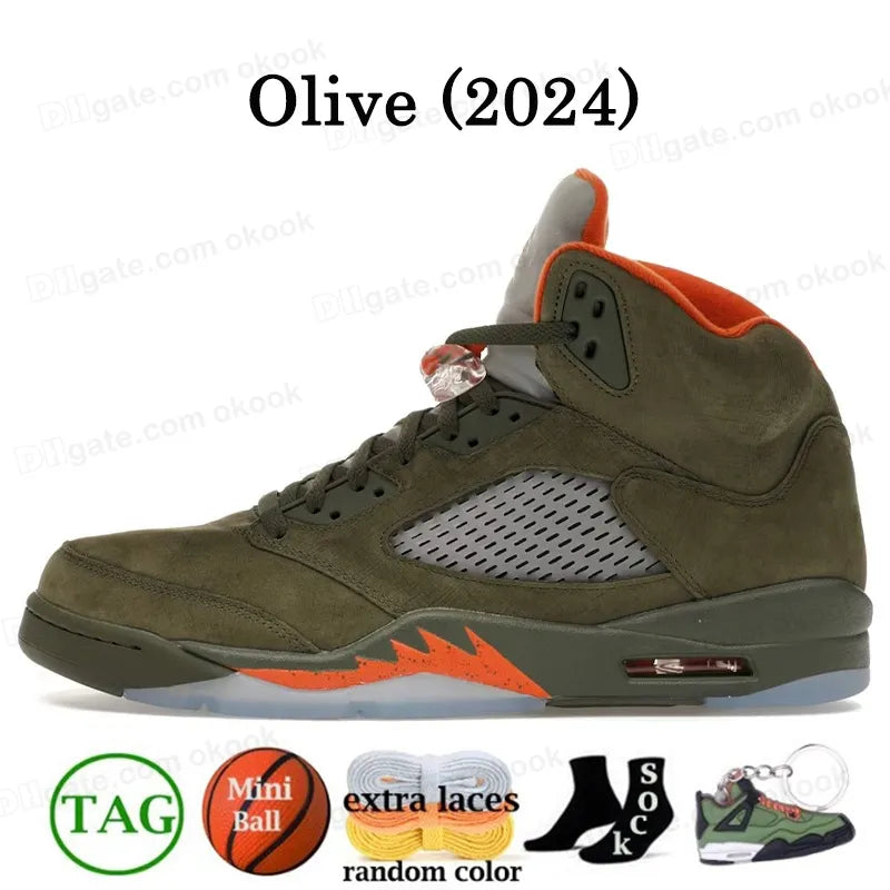 With Box Jump Man 5 Mens Basketball Shoes 5S Black Cat Olive Navy Georgetown Aqua UNC Lucky Green Concord Racer Blue Raging Bull Fire Red Suede Sail Burgundy Trainer