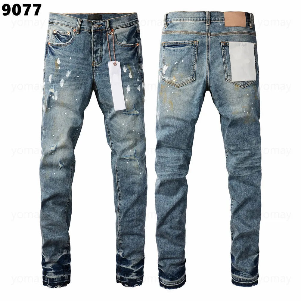Designer Jeans Denim Mens Ripped Motorcycle Trousers Designers Denims Fashion Slim Fit Jeans Men Man Black High-End Quality Rock Hip Hop Pants