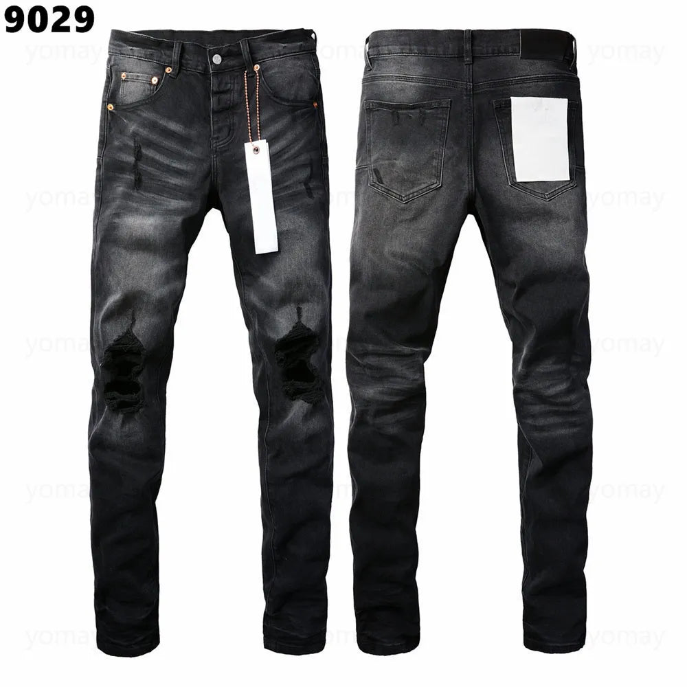 Designer Jeans Denim Mens Ripped Motorcycle Trousers Designers Denims Fashion Slim Fit Jeans Men Man Black High-End Quality Rock Hip Hop Pants
