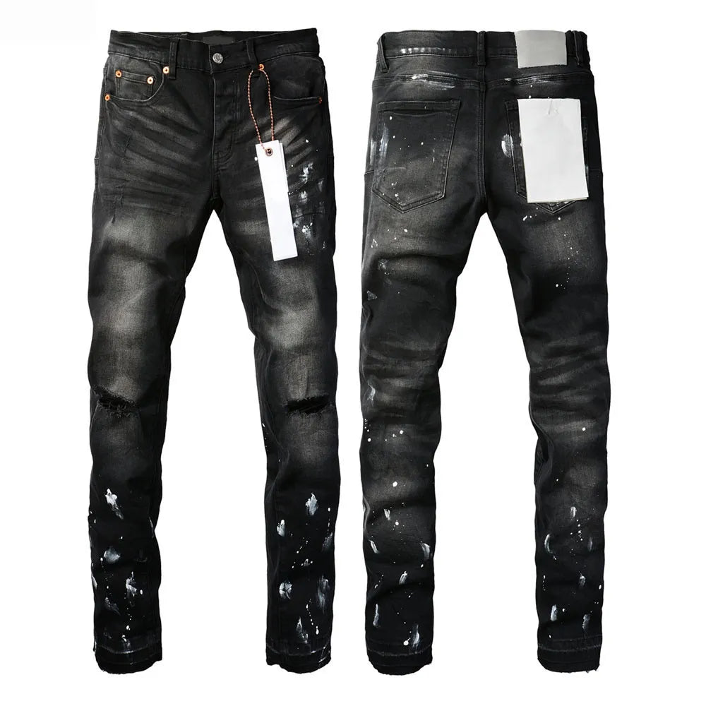 Designer Jeans Denim Mens Ripped Motorcycle Trousers Designers Denims Fashion Slim Fit Jeans Men Man Black High-End Quality Rock Hip Hop Pants