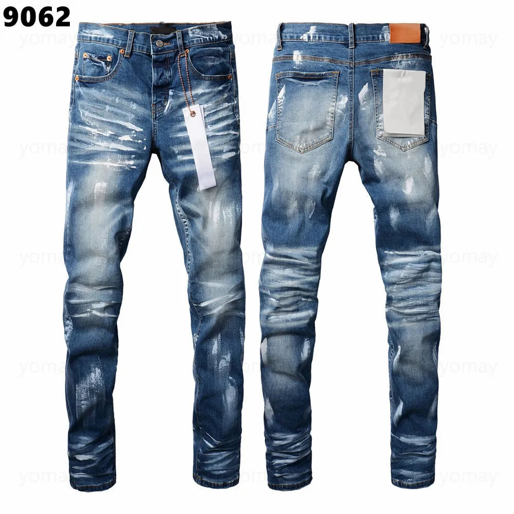 Designer Jeans Denim Mens Ripped Motorcycle Trousers Designers Denims Fashion Slim Fit Jeans Men Man Black High-End Quality Rock Hip Hop Pants