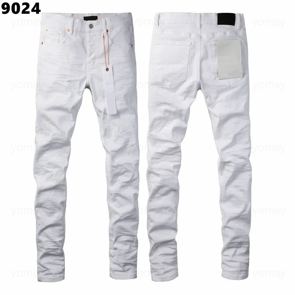 Designer Jeans Denim Mens Ripped Motorcycle Trousers Designers Denims Fashion Slim Fit Jeans Men Man Black High-End Quality Rock Hip Hop Pants