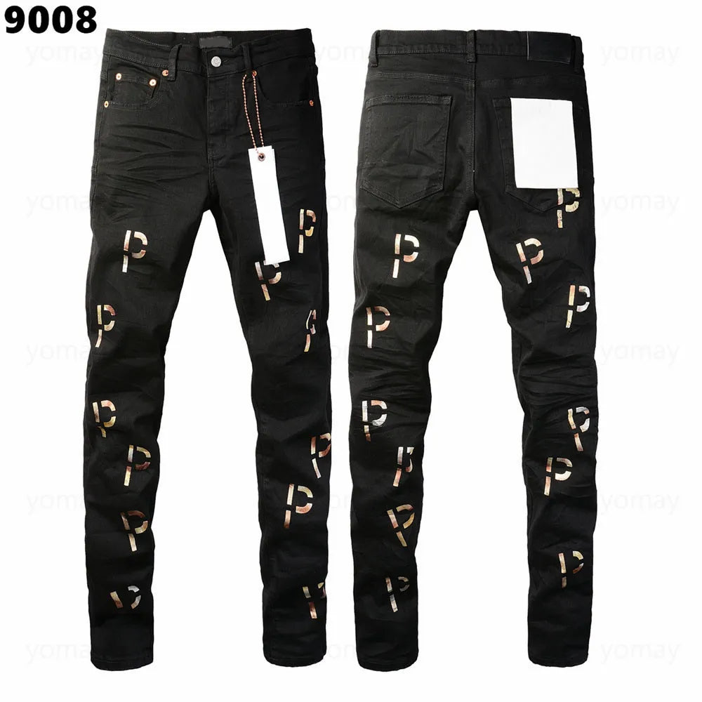 Designer Jeans Denim Mens Ripped Motorcycle Trousers Designers Denims Fashion Slim Fit Jeans Men Man Black High-End Quality Rock Hip Hop Pants