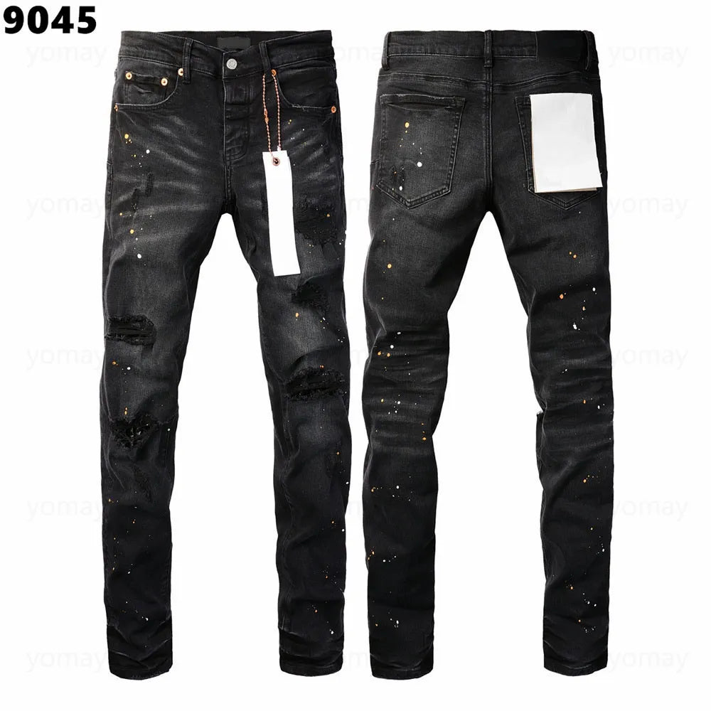 Designer Jeans Denim Mens Ripped Motorcycle Trousers Designers Denims Fashion Slim Fit Jeans Men Man Black High-End Quality Rock Hip Hop Pants