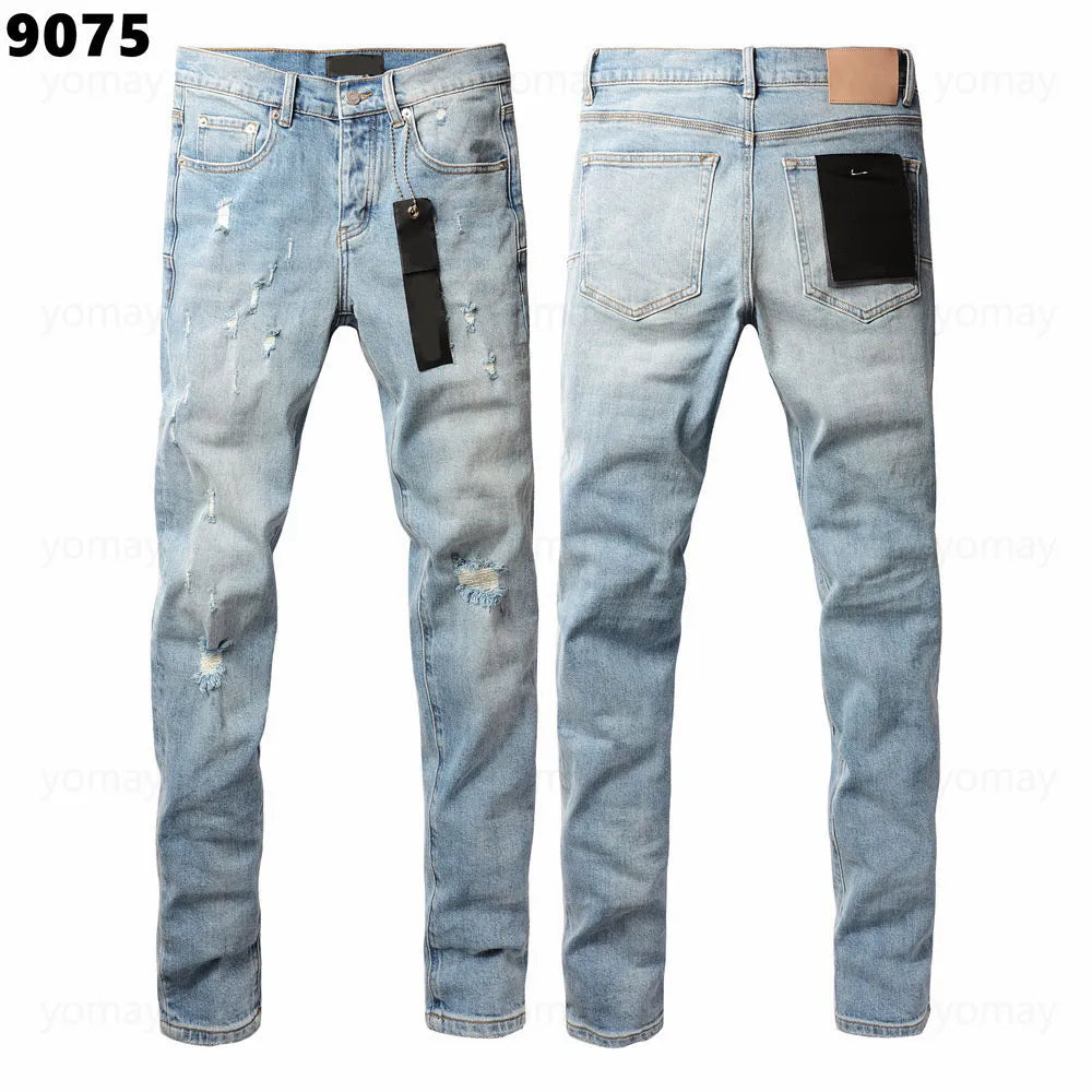 Designer Jeans Denim Mens Ripped Motorcycle Trousers Designers Denims Fashion Slim Fit Jeans Men Man Black High-End Quality Rock Hip Hop Pants