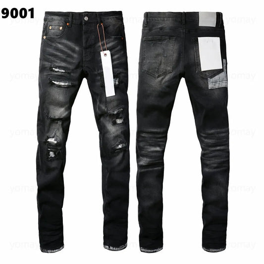 Designer Jeans Denim Mens Ripped Motorcycle Trousers Designers Denims Fashion Slim Fit Jeans Men Man Black High-End Quality Rock Hip Hop Pants