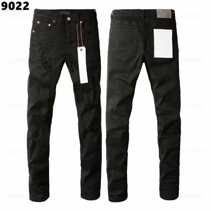 Designer Jeans Denim Mens Ripped Motorcycle Trousers Designers Denims Fashion Slim Fit Jeans Men Man Black High-End Quality Rock Hip Hop Pants