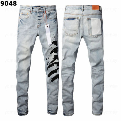 Designer Jeans Denim Mens Ripped Motorcycle Trousers Designers Denims Fashion Slim Fit Jeans Men Man Black High-End Quality Rock Hip Hop Pants
