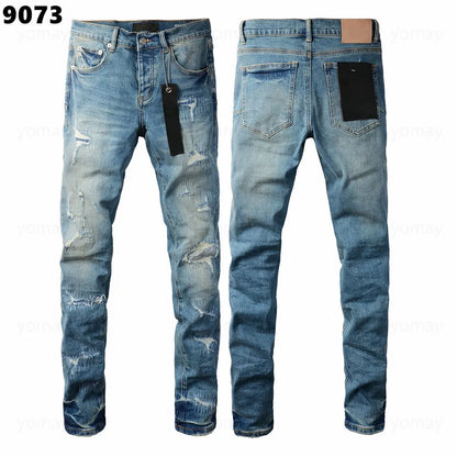 Designer Jeans Denim Mens Ripped Motorcycle Trousers Designers Denims Fashion Slim Fit Jeans Men Man Black High-End Quality Rock Hip Hop Pants
