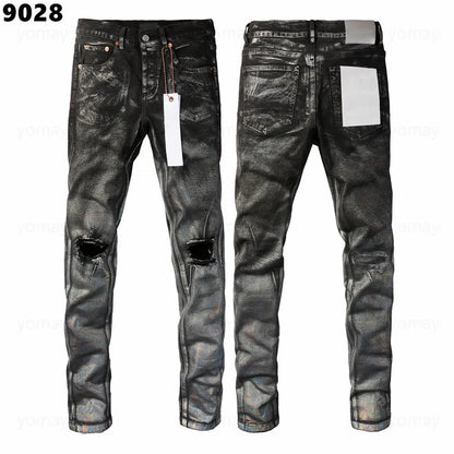 Designer Jeans Denim Mens Ripped Motorcycle Trousers Designers Denims Fashion Slim Fit Jeans Men Man Black High-End Quality Rock Hip Hop Pants
