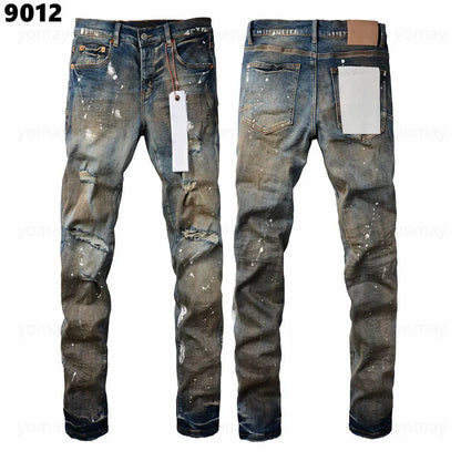 Designer Jeans Denim Mens Ripped Motorcycle Trousers Designers Denims Fashion Slim Fit Jeans Men Man Black High-End Quality Rock Hip Hop Pants