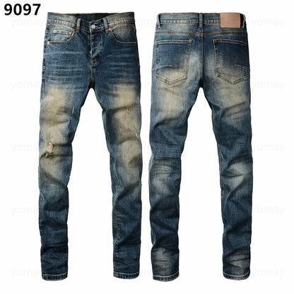 Designer Jeans Denim Mens Ripped Motorcycle Trousers Designers Denims Fashion Slim Fit Jeans Men Man Black High-End Quality Rock Hip Hop Pants