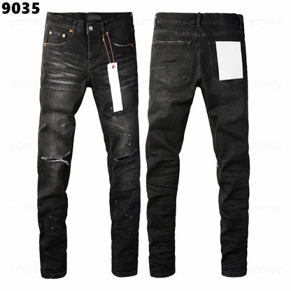 Designer Jeans Denim Mens Ripped Motorcycle Trousers Designers Denims Fashion Slim Fit Jeans Men Man Black High-End Quality Rock Hip Hop Pants