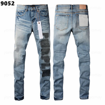 Designer Jeans Denim Mens Ripped Motorcycle Trousers Designers Denims Fashion Slim Fit Jeans Men Man Black High-End Quality Rock Hip Hop Pants