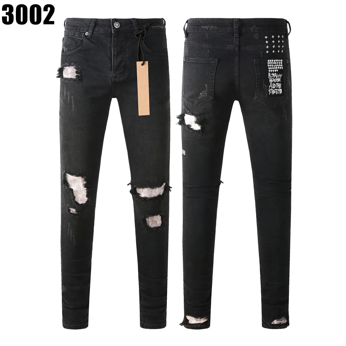 Designer Jeans Denim Mens Ripped Motorcycle Trousers Designers Denims Fashion Slim Fit Jeans Men Man Black High-End Quality Rock Hip Hop Pants