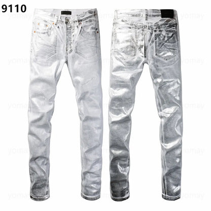 Designer Jeans Denim Mens Ripped Motorcycle Trousers Designers Denims Fashion Slim Fit Jeans Men Man Black High-End Quality Rock Hip Hop Pants